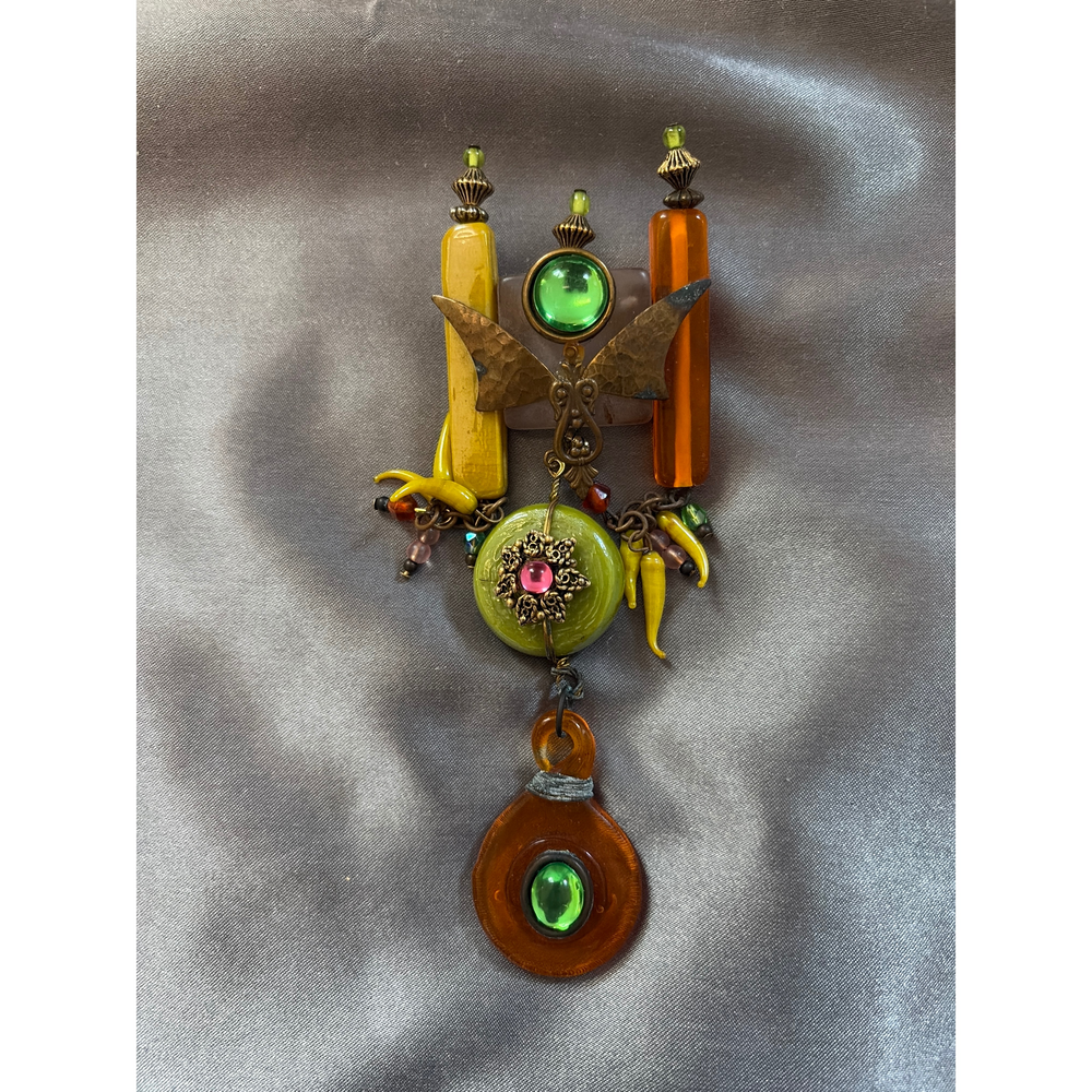 Custom from Egypt pendent Grand Egyptian Revival Necklace in Antique Glass and B - Picture 1 of 2